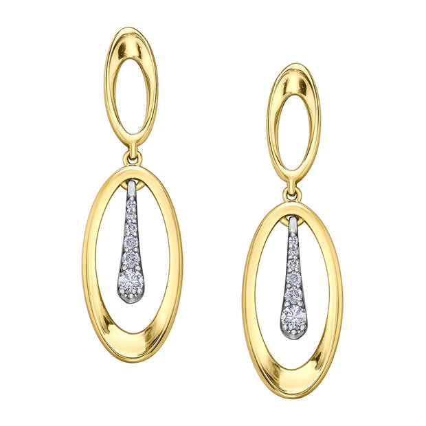 Two-Tone Gold and Diamond Drop Earrings