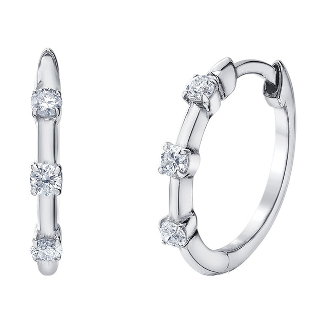 Canadian Diamond Studded Huggie Hoop Earrings