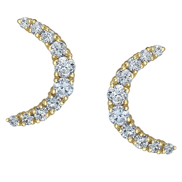 Crescent Moon Canadian Diamond Stud Earrings