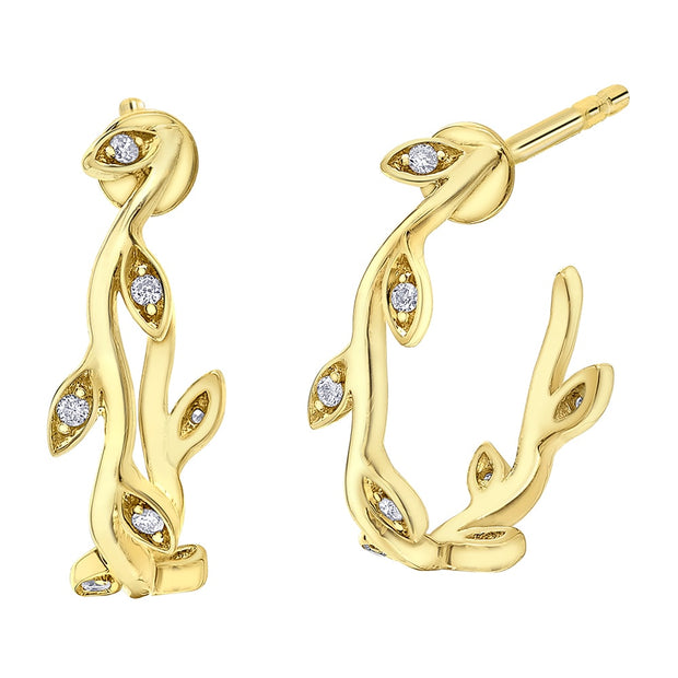 Vine-Inspired Diamond Hoop Earrings
