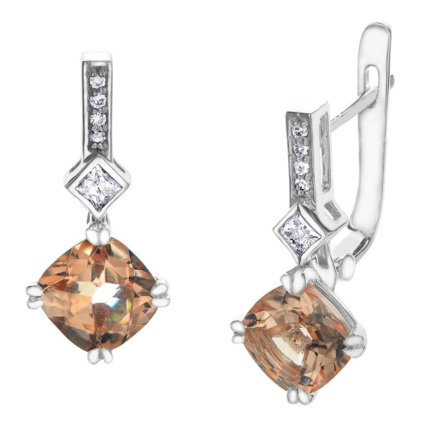 Cushion Morganite and Canadian Diamond Earrings
