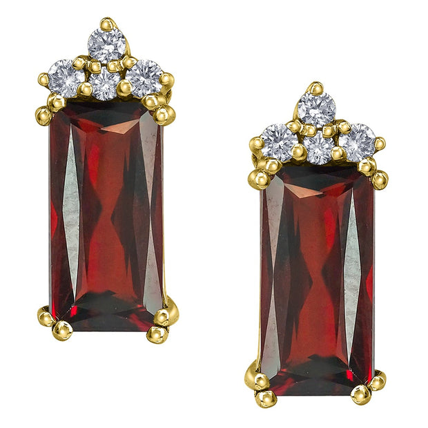 Radiant Cut Garnet Earrings with Canadian Diamonds