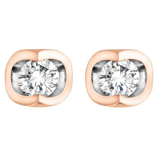 Diamond Stud Earrings in Two-Tone Gold