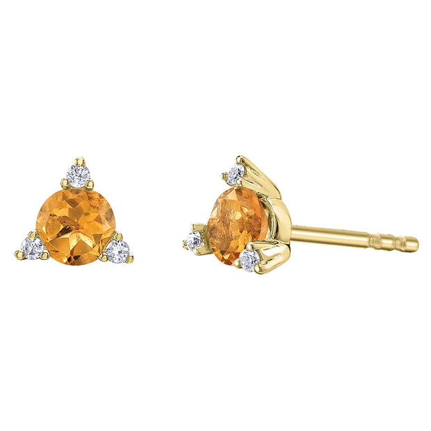 Gemstone and Diamond Stud Earrings
