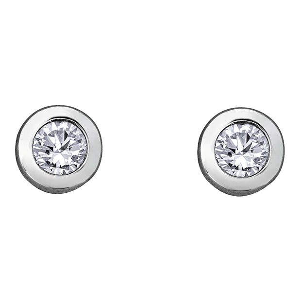 Bezel Set Diamond Solitaire Stud Earrings