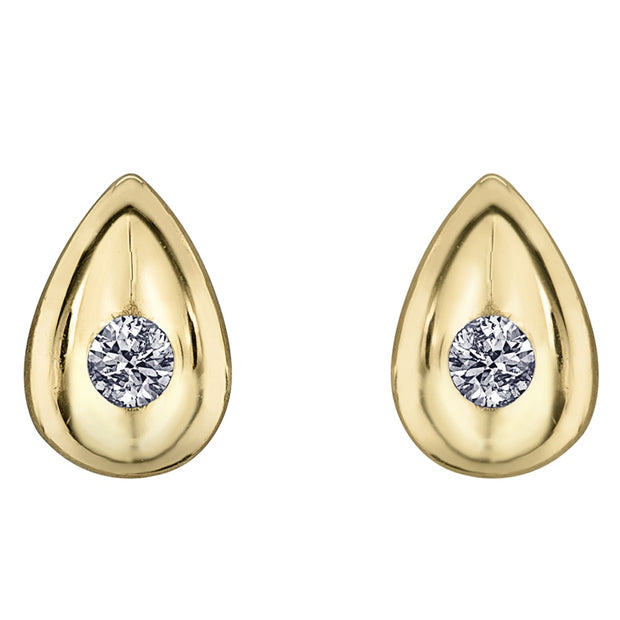 Diamond and Yellow Gold Stud Earrings