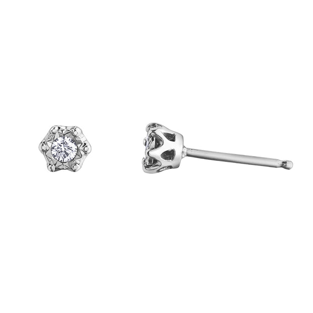 Diamond Crown Illusion Stud Earrings