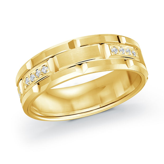 Alliance pour hommes avec diamants en or jaune