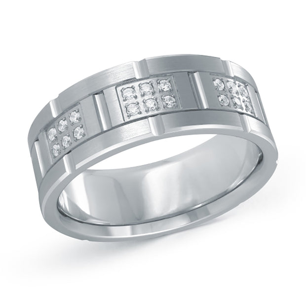 Men's Etched Diamond Band