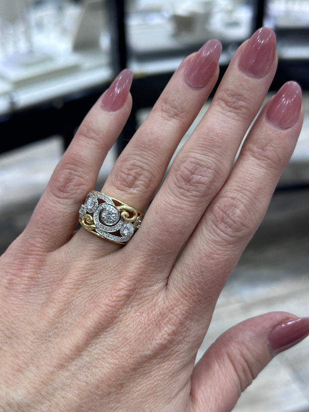 Two-Tone Gold and Diamond Right Hand Ring