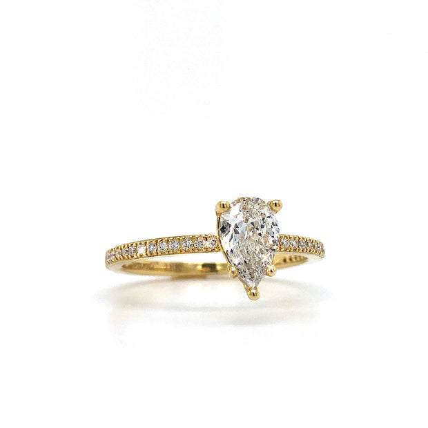 Simon G Ring with Canadian Pear-Shaped Diamond