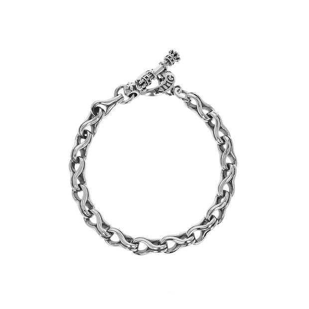 Men's Silver Twisted Eight Link Bracelet
