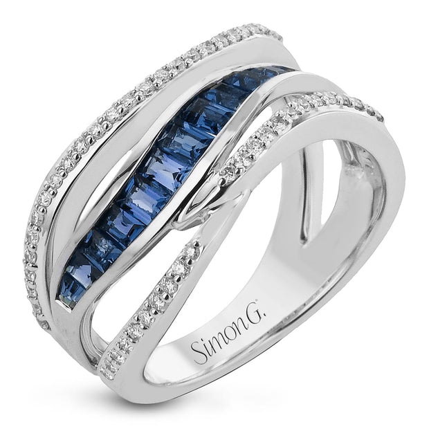 Simon G Right Hand Diamond and Sapphire Ring