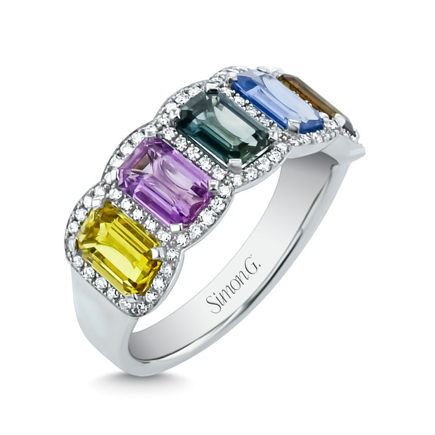 Simon G Coloured Sapphire and Diamond Ring