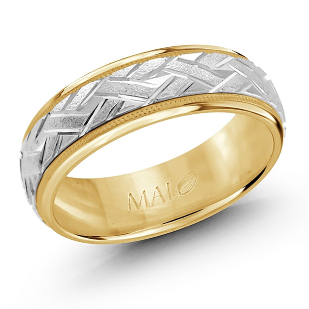 Two-Tone Gold Patterned Wedding Band