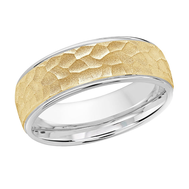 Men's Two-Tone Gold Hammered Finish Band