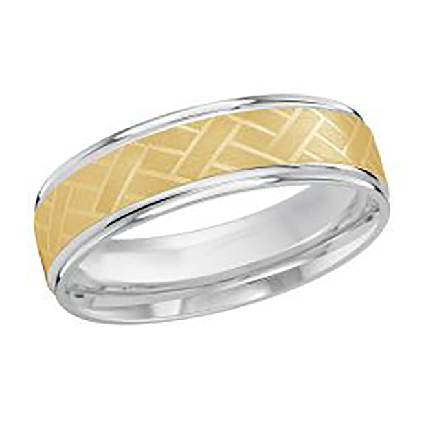 Men's Two-Tone Gold Patterned Band