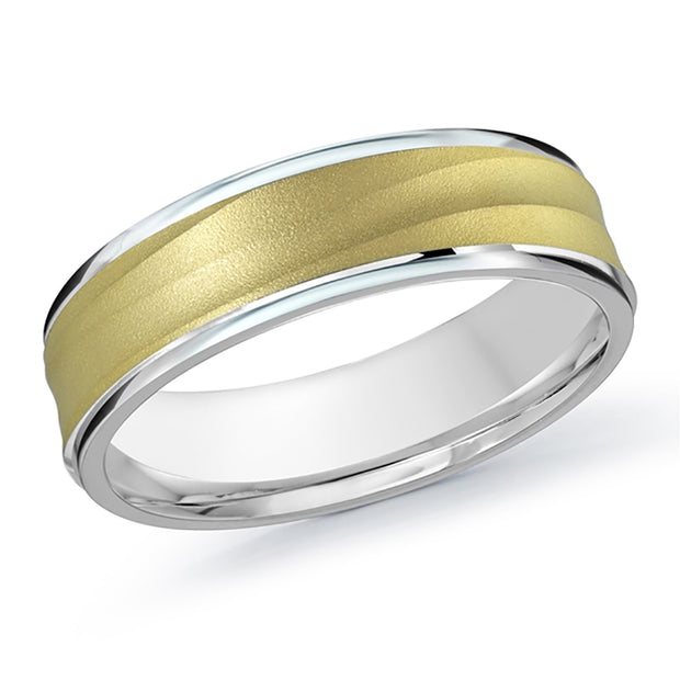 Men's Two-Tone Gold Band with Sandblast Finish