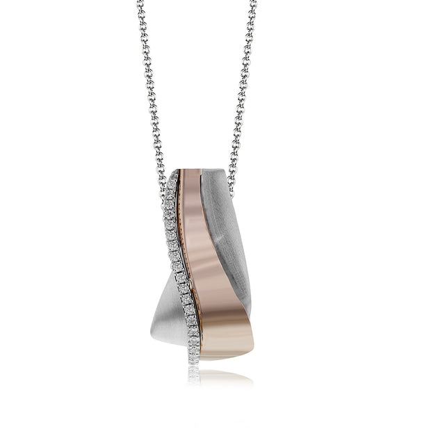Two-Tone Gold and Diamond Contemporary Pendant