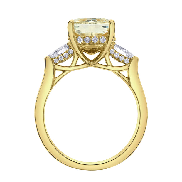 Bague de fiançailles avec diamant canadien jaune taille radiant fantaisie