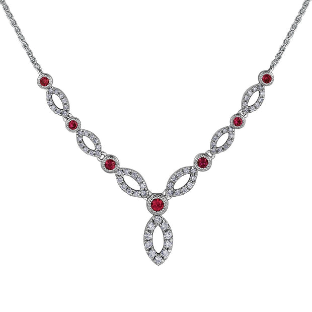 Diamond and Ruby Scalloped Necklace