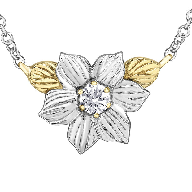 British Columbia Dogwood Necklace with Canadian Diamond