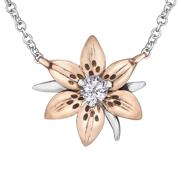 Saskatchewan Western Red Lily Diamond Necklace