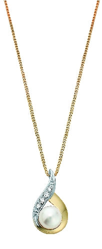Pearl and Diamond Teardrop Pendant