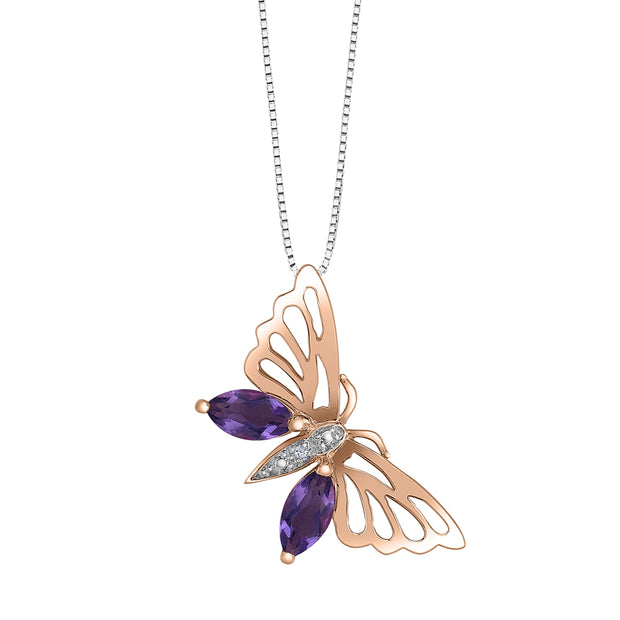 Gemstone and Diamond Butterfly Pendants