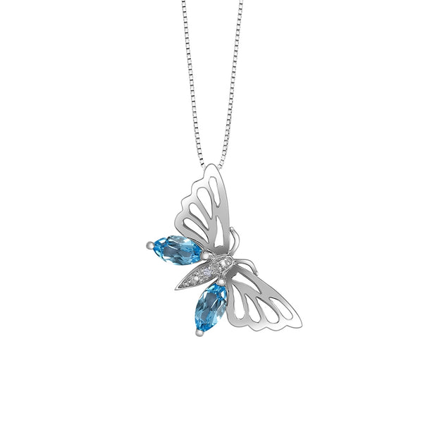 Gemstone and Diamond Butterfly Pendants