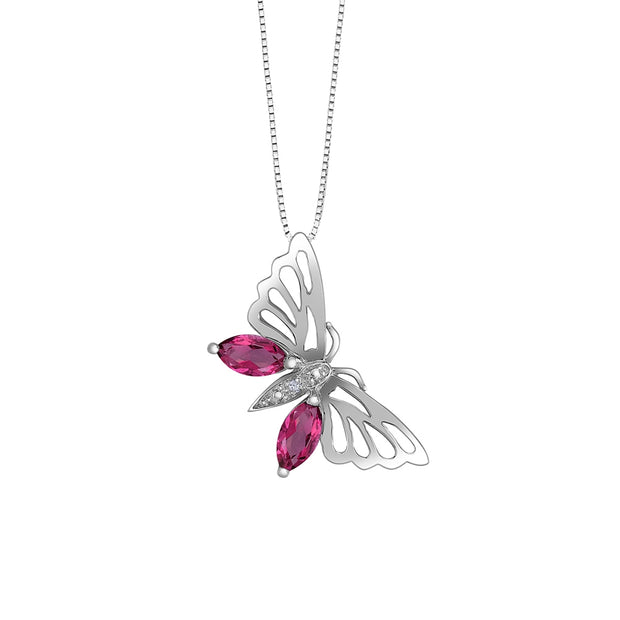 Gemstone and Diamond Butterfly Pendants