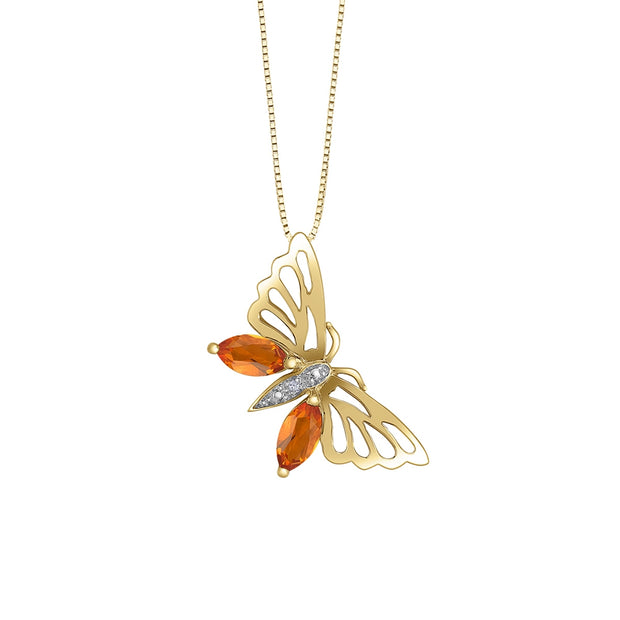 Gemstone and Diamond Butterfly Pendants