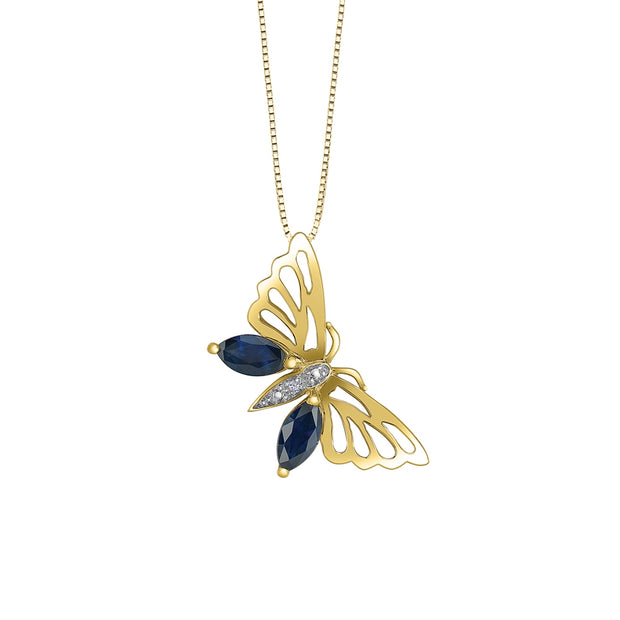 Gemstone and Diamond Butterfly Pendants
