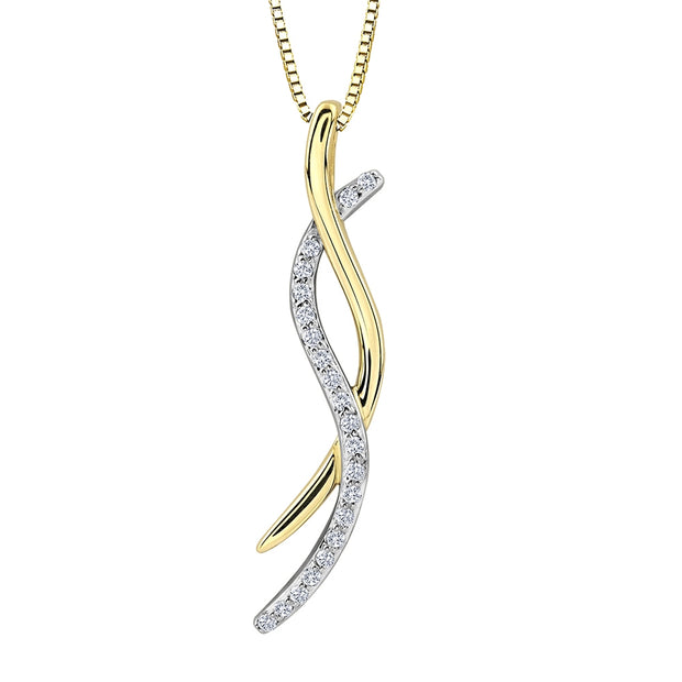 Modern Diamond and Two-Tone Gold Drop Pendant