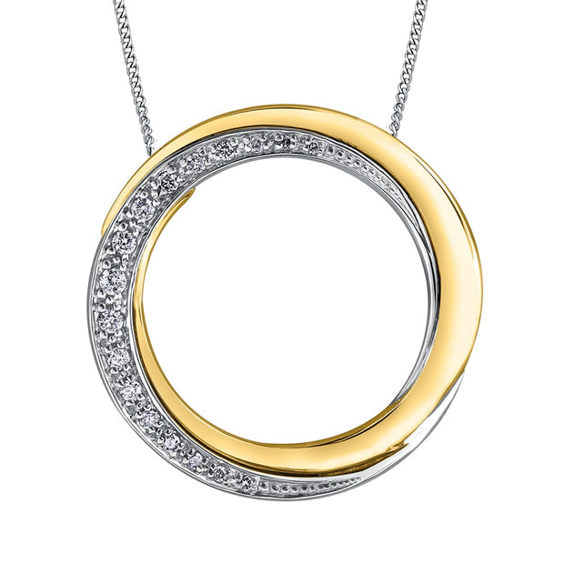 Two-Tone Gold Diamond Circle Pendant