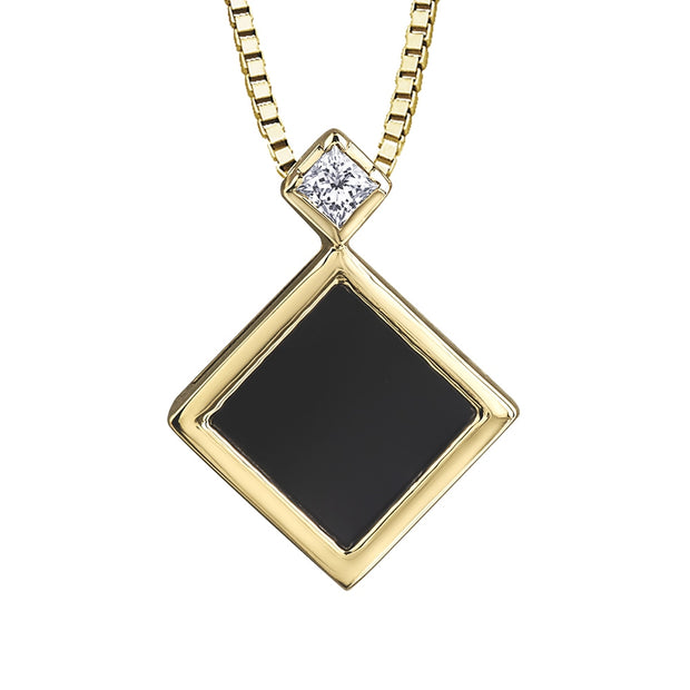 Black Onyx and Canadian Diamond Pendant