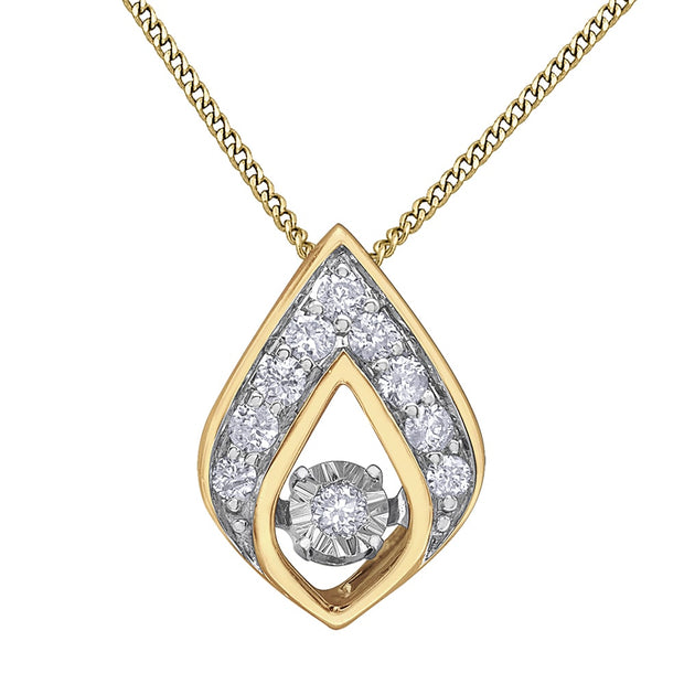 Diamond Pulse Pendant with Yellow Gold and Rhodium