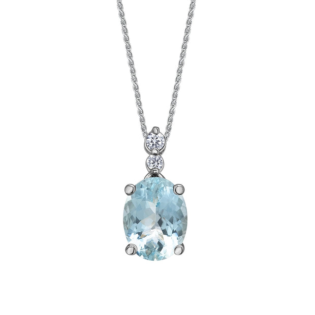 Oval Aquamarine and Canadian Diamond Pendant