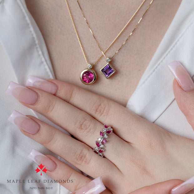 Marquise Cut Ruby and Canadian Diamond Ring