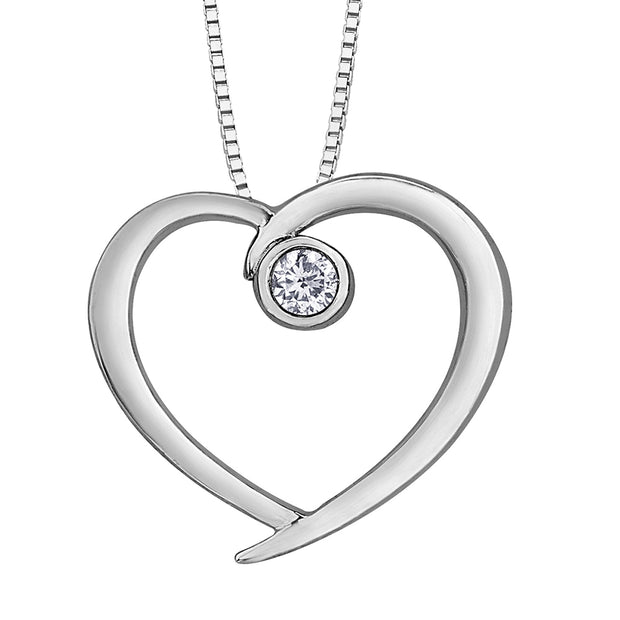 Diamond Solitaire Heart Pendant