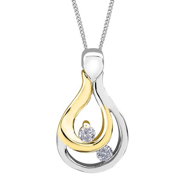 Two-Tone Gold Toi-Et-Moi Diamond Pendant