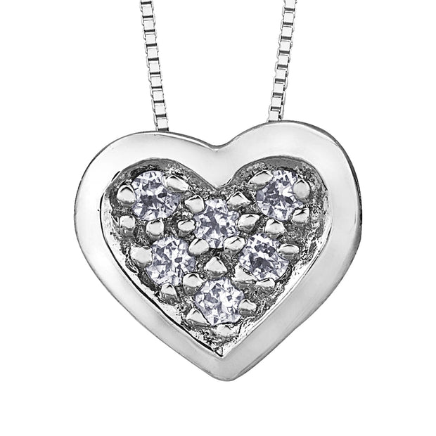 Heart Shaped White Gold and Diamond Pendant