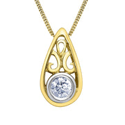 Filigree Teardrop Pendant with Bezel Set Diamond