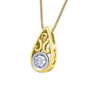 Filigree Teardrop Pendant with Bezel Set Diamond