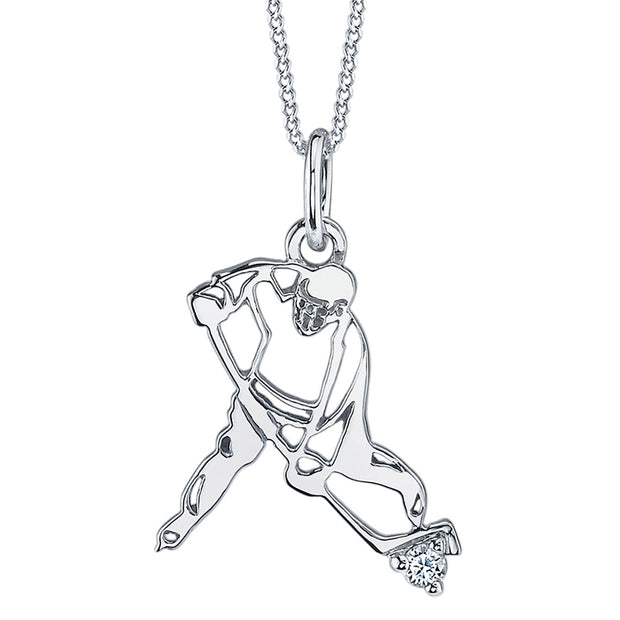 Canadian Diamond Hockey Player Pendant