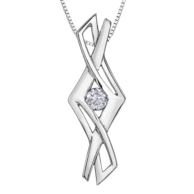 Unique Silver and Canadian Diamond Abstract Pendant