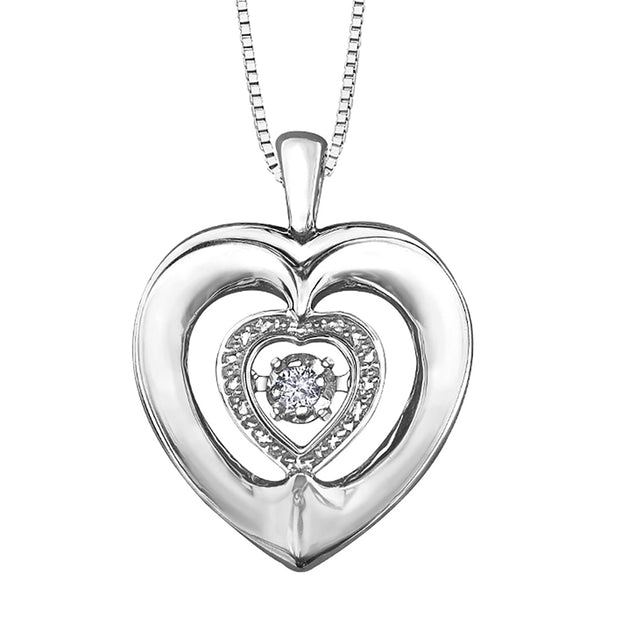 Sterling Silver and Diamond Heart Pulse Pendant
