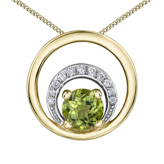 Three Circle Pendant with Peridot and Diamonds