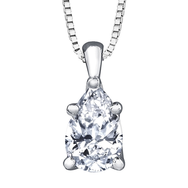 Pendentif solitaire diamant canadien en forme de poire