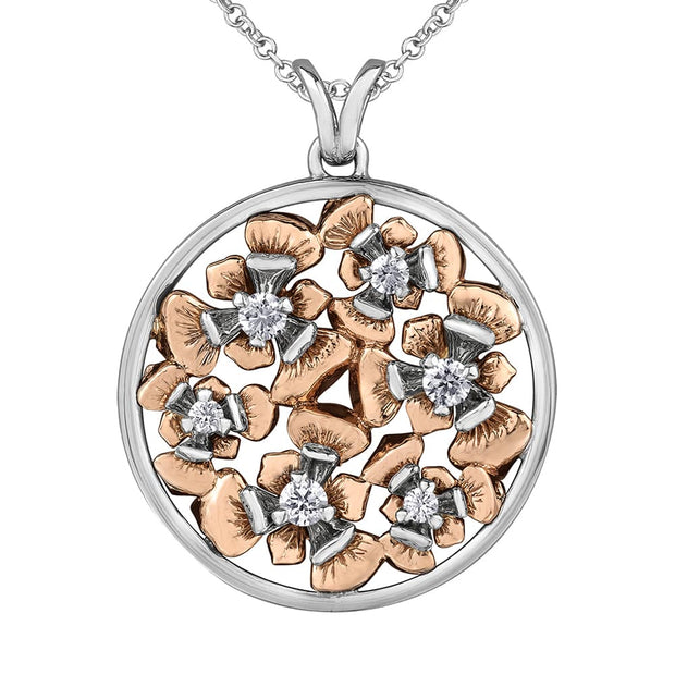 Quebec Blue Flag Iris Pendant with Canadian Diamonds
